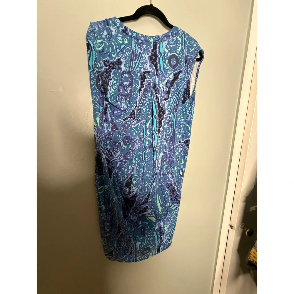 Tori Richards blue paisley‎ print sleeveless mini dress Beach tropical coastal